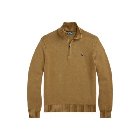 Polo Ralph Lauren Men's Cotton Quarter Zip Sweater Ghurka Heather Size XL NEW